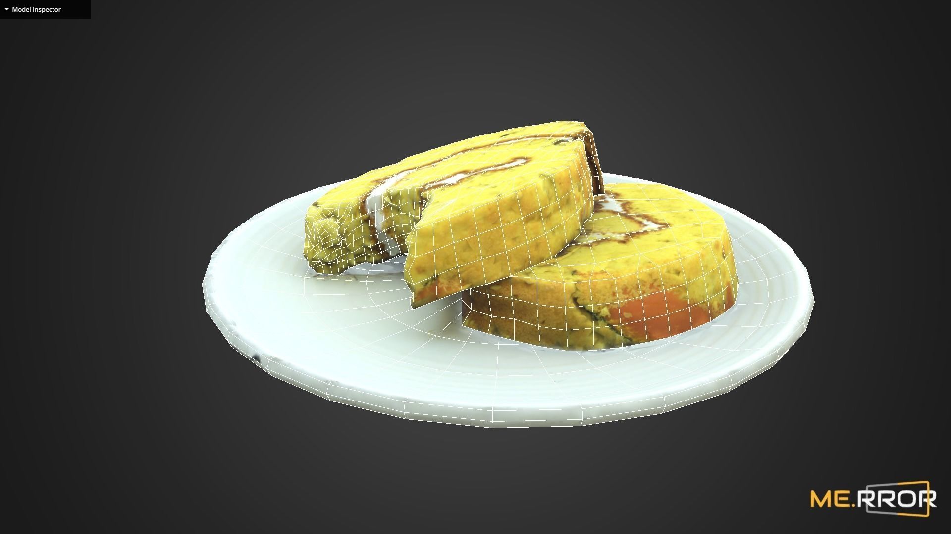 Game Ready Sweet Pumpkin roll Cake with One Bite Low-poly 3D model_11