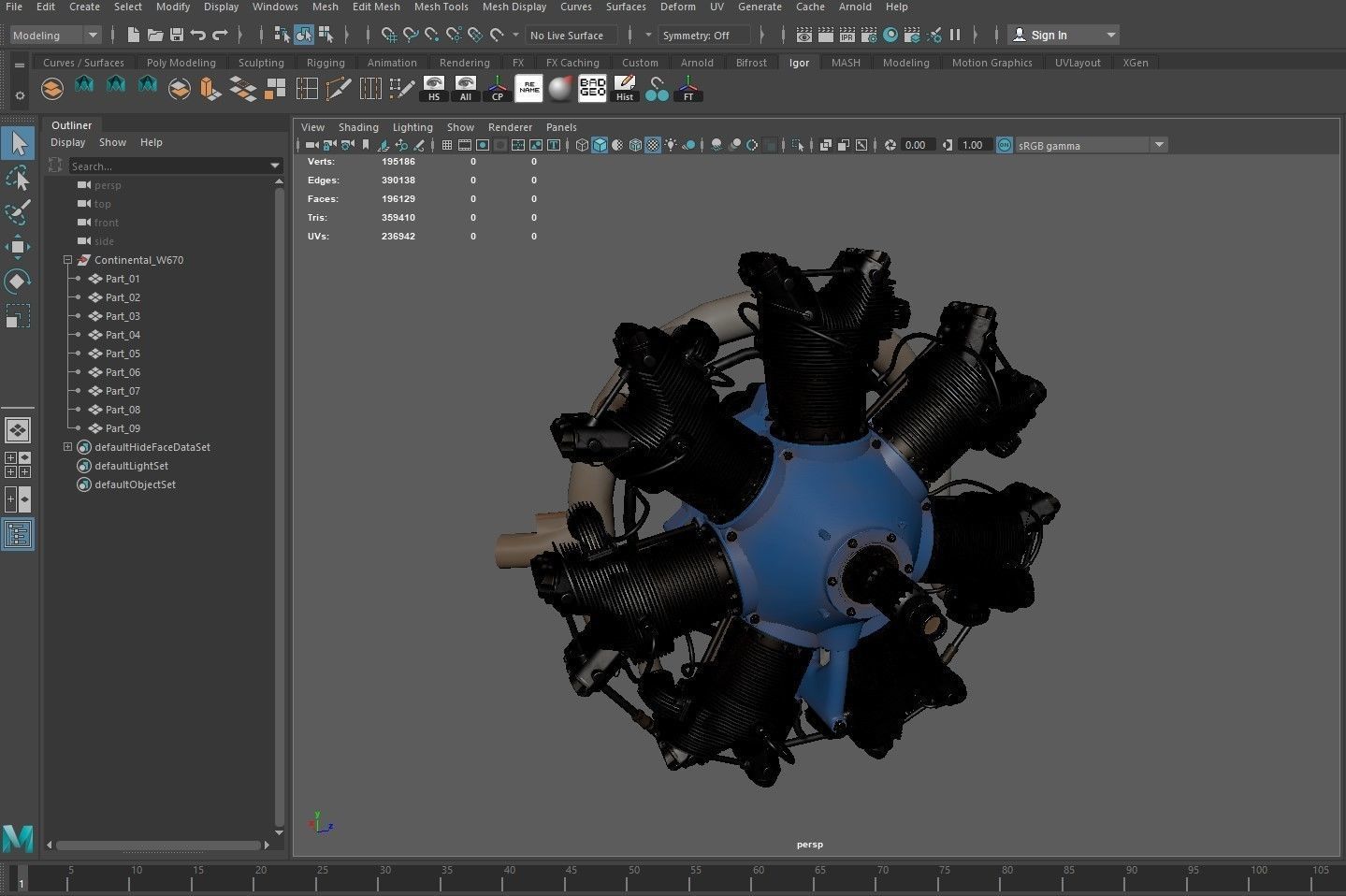 Radial Aircraft Engines  W670 3D model_19