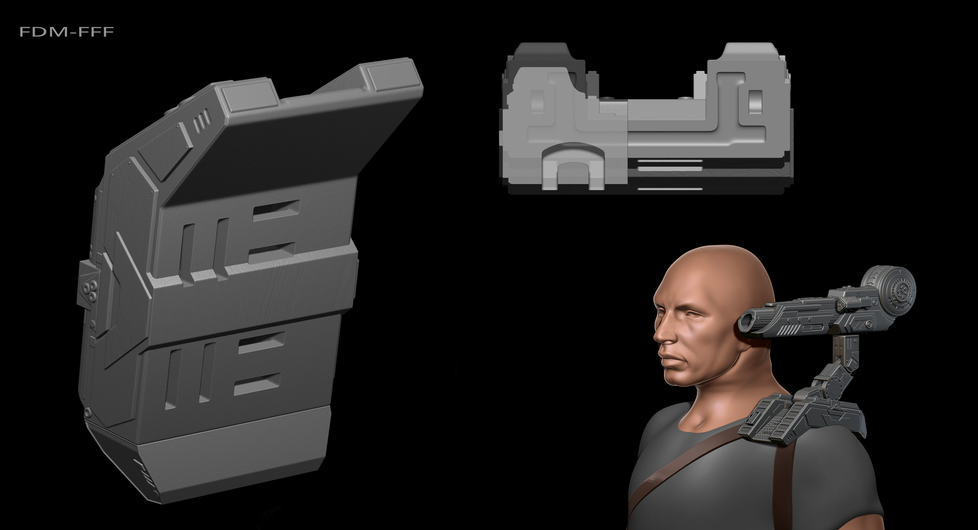 Predator Shoulder Cannon plasma 2 Size File for 3D Printing 3D print model_24