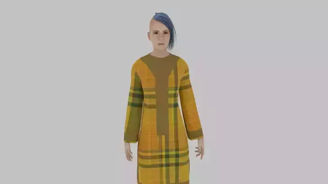 Woman in plaid dress