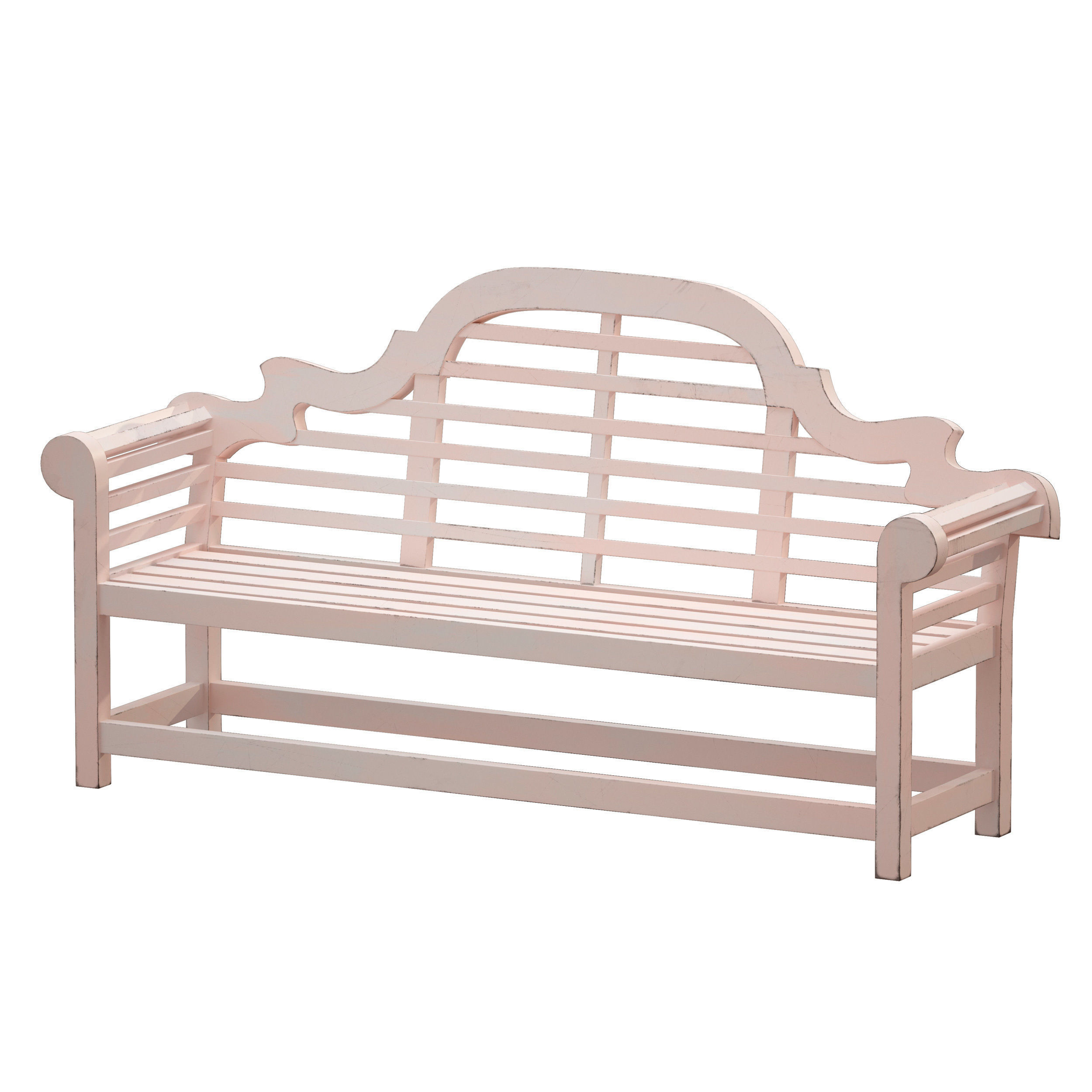 White park bench with backrest 3D model_7