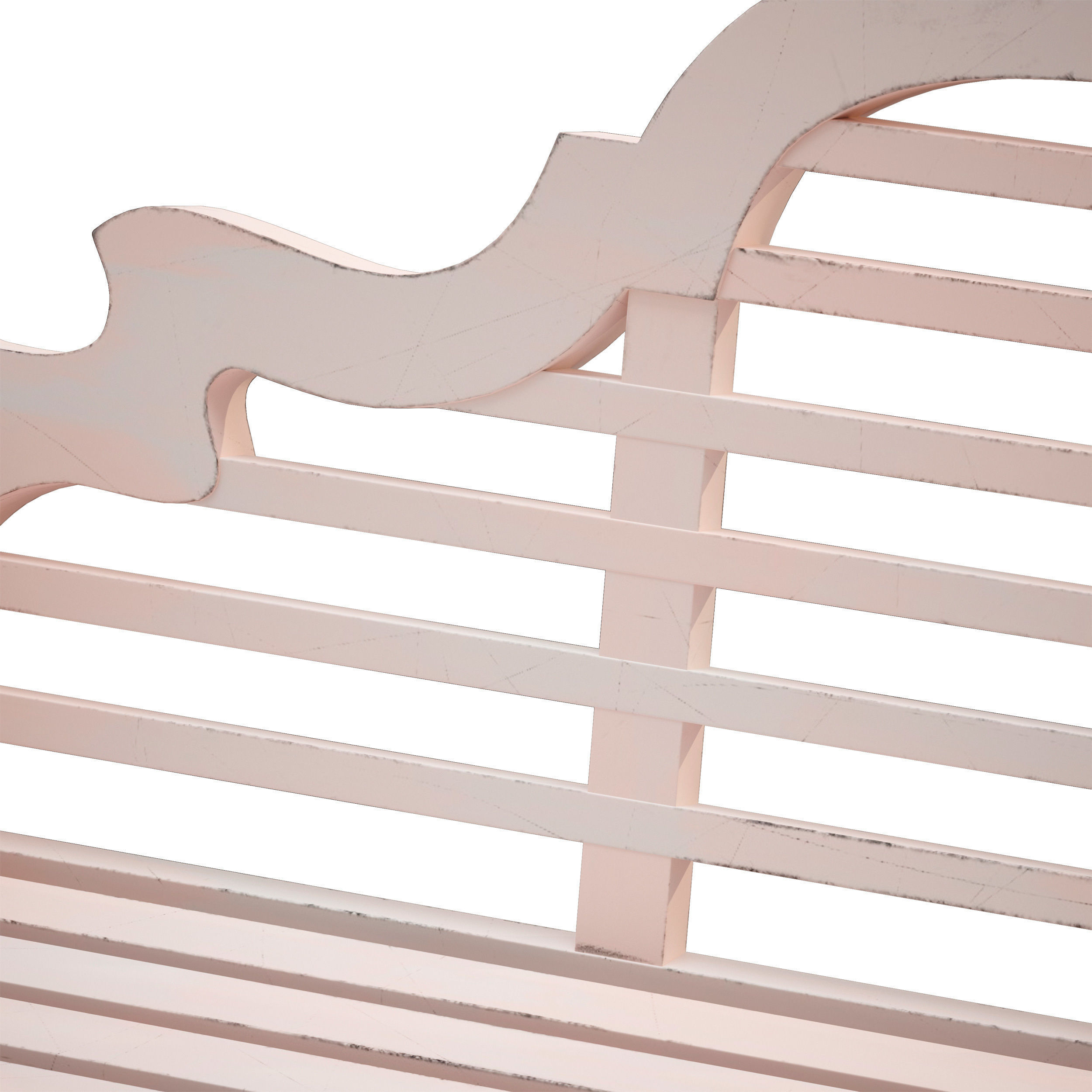 White park bench with backrest 3D model_9