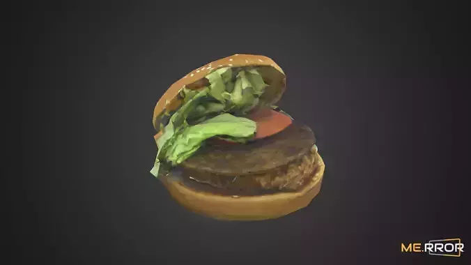 Game Ready Hamburger with lettuce and tomatoes Low-poly 3D model