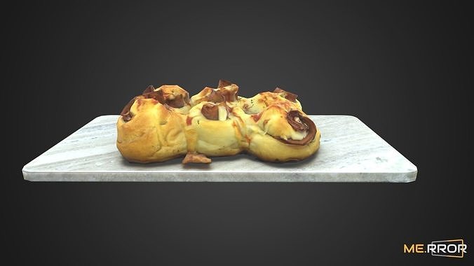 Game Ready Ham Roll Bread Low-poly 3D model 4