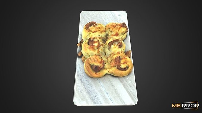 Game Ready Ham Roll Bread Low-poly 3D model 3