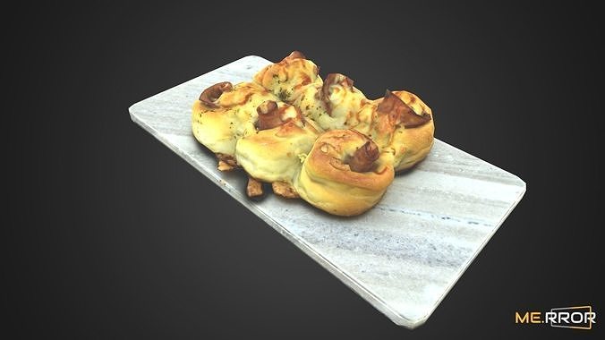 Game Ready Ham Roll Bread Low-poly 3D model 5