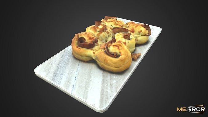 Game Ready Ham Roll Bread Low-poly 3D model 6
