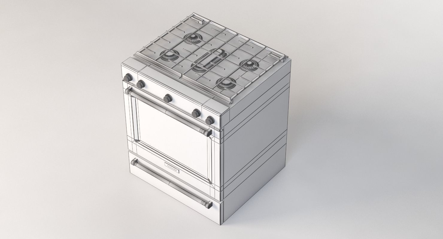 Whirlpool 30 Inch 5 Burner Gas Slide In Convection Range Oven  3D model_11