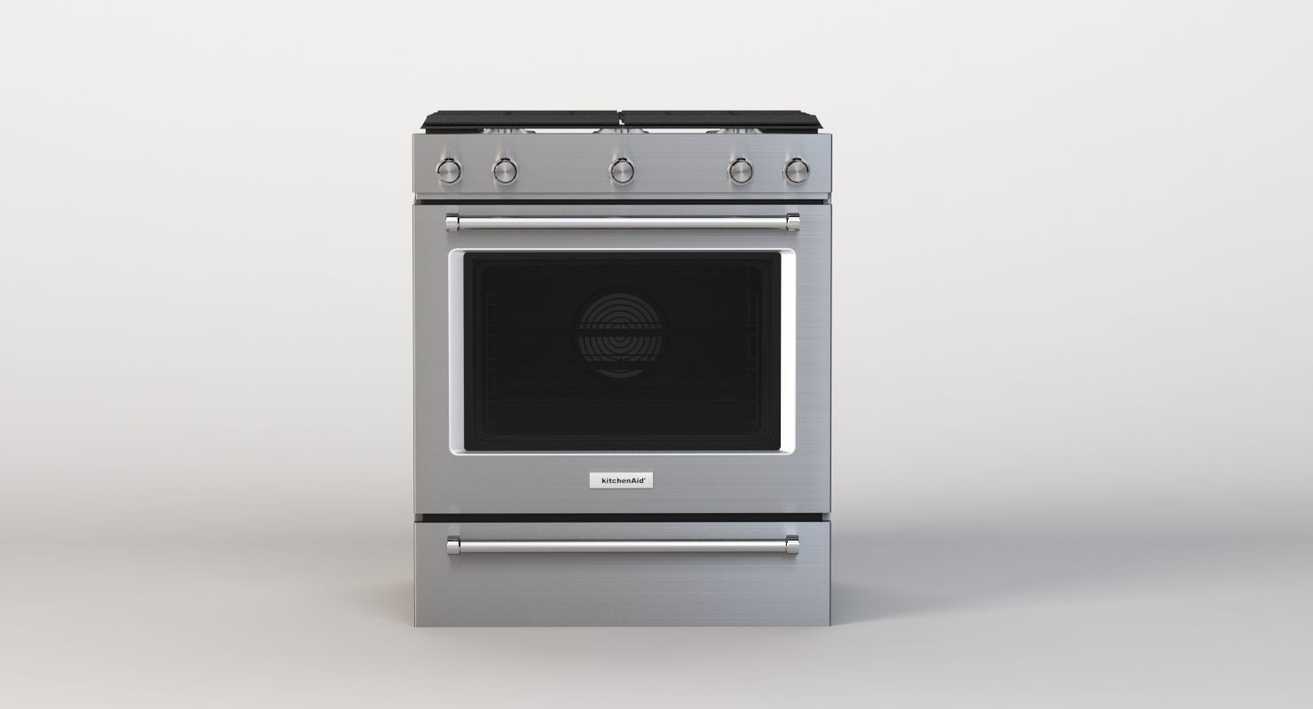 Whirlpool 30 Inch 5 Burner Gas Slide In Convection Range Oven  3D model_1