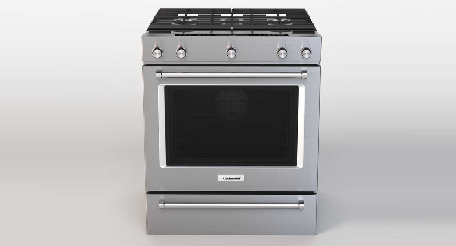 Whirlpool 30 Inch 5 Burner Gas Slide In Convection Range Oven  3D model_8