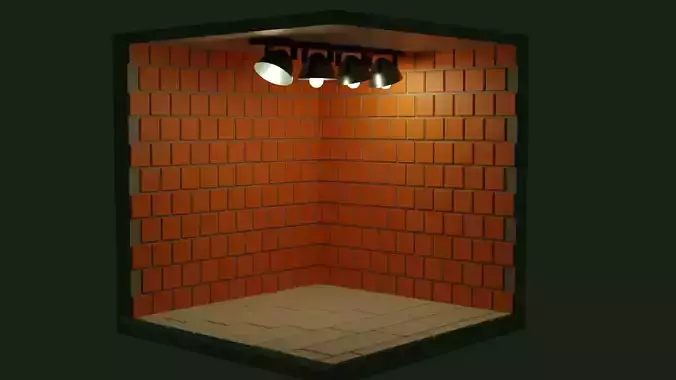 lights room with orange brick wall and two