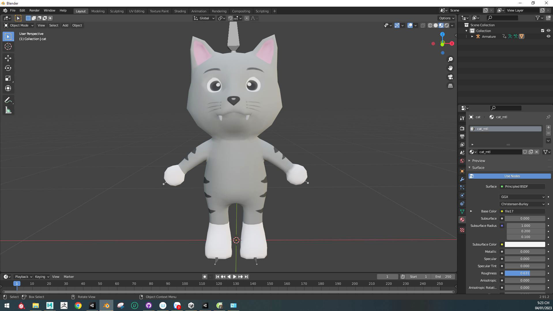 Character003 Animated Cat 3D Low-poly 3D model_6