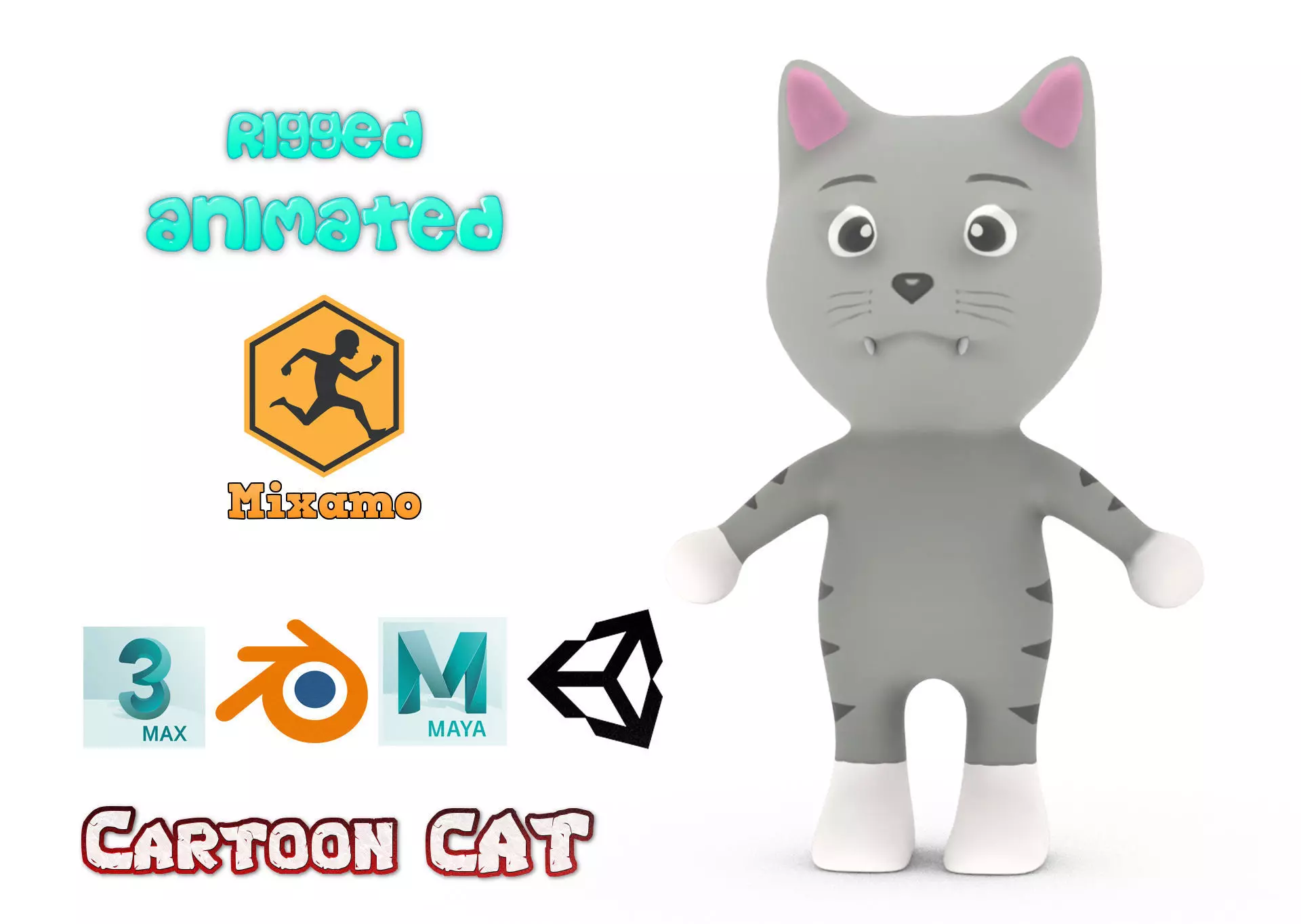 Character003 Animated Cat 3D Low-poly 3D model_0