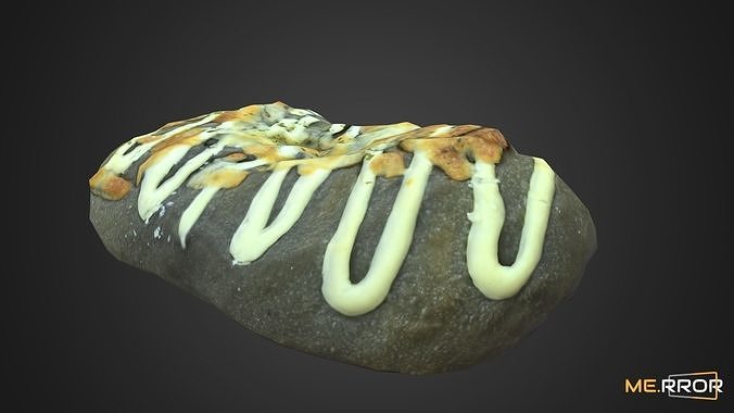 Game Ready Squid Ink Bread Low-poly 3D model 6