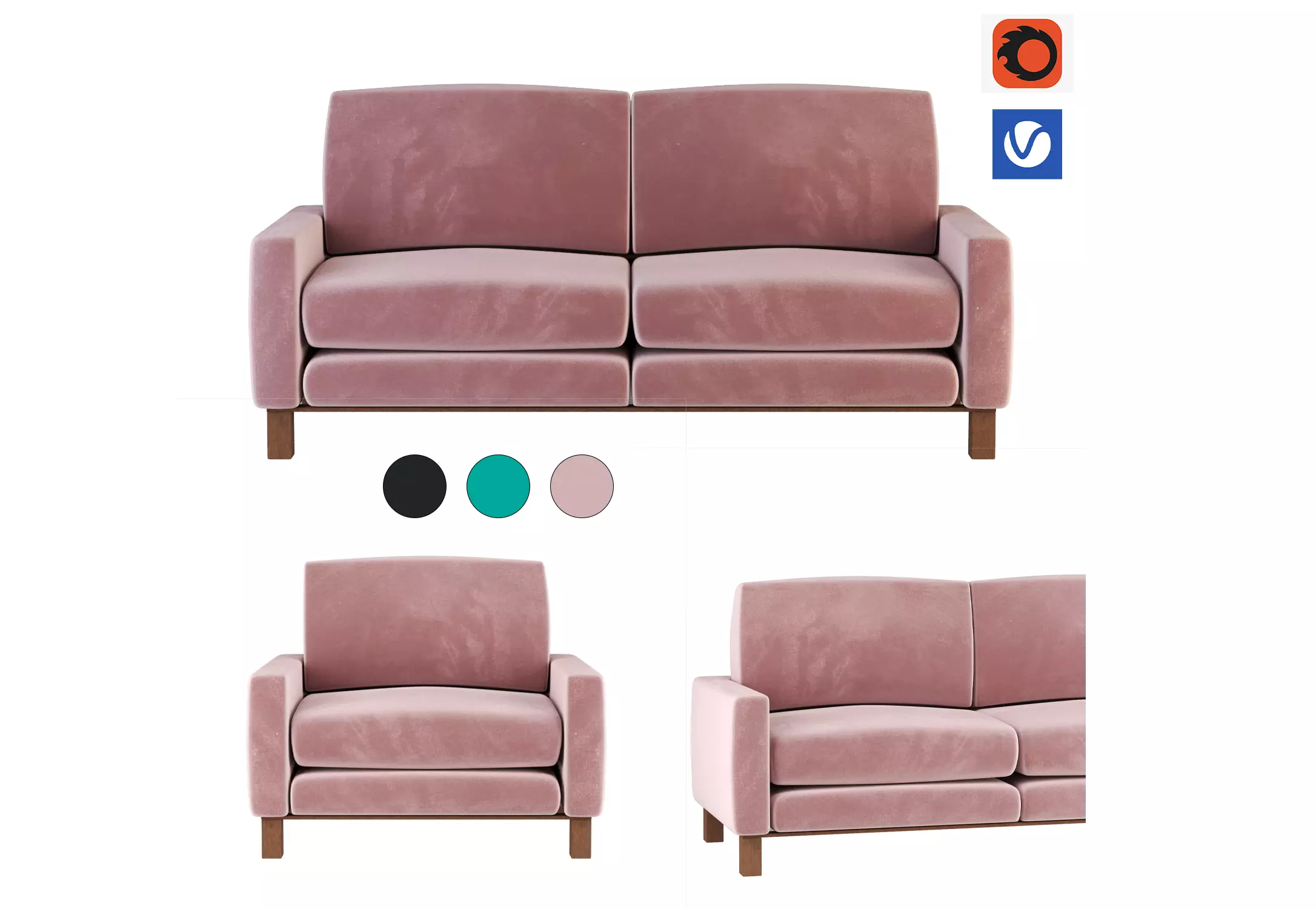 union sofa Low-poly 3D model_0