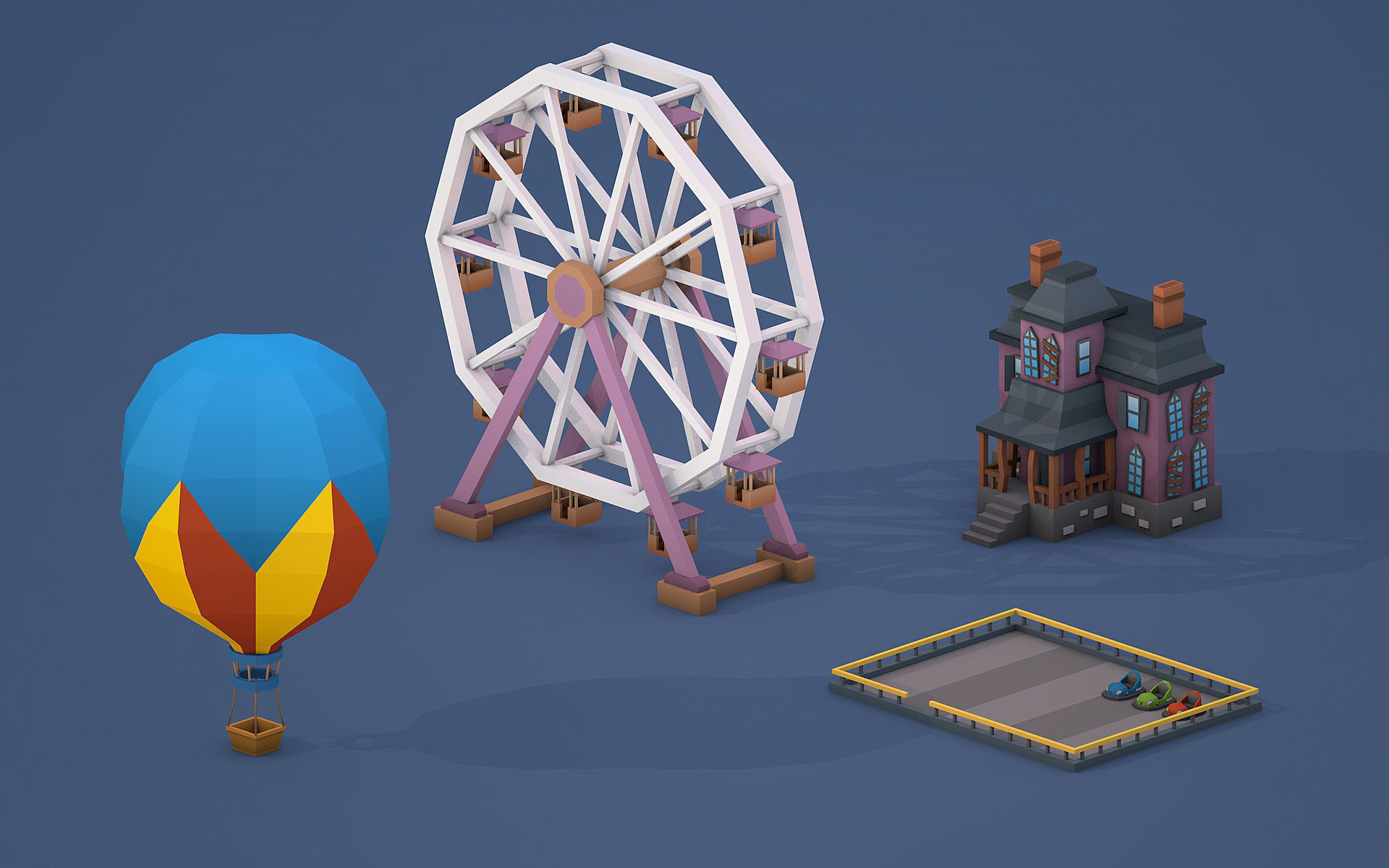 Lunapark Low Poly Low-poly 3D model_3