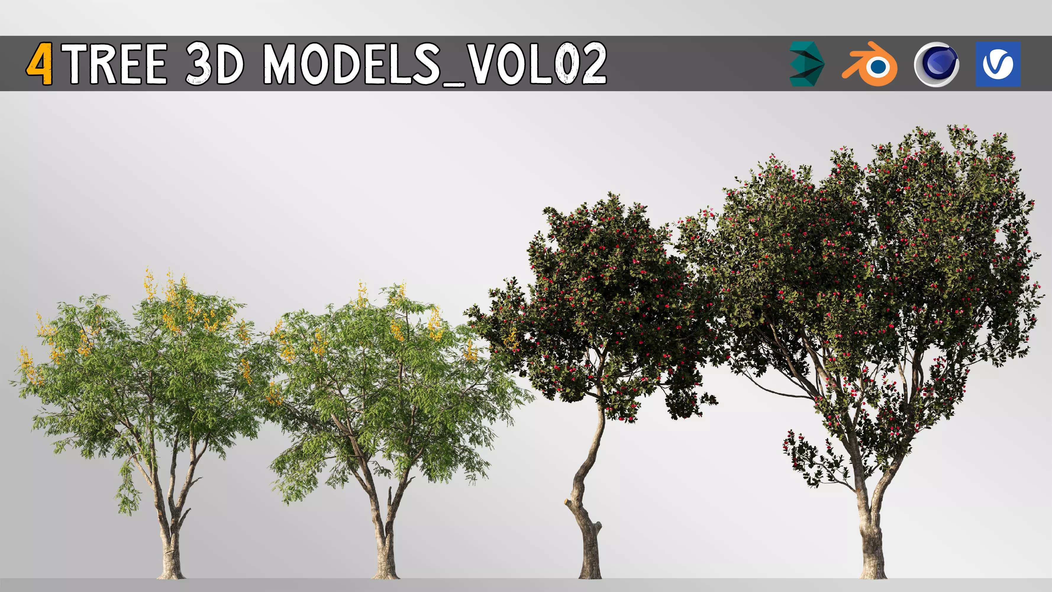4 tree 3d models-Vol 02 3D model_0