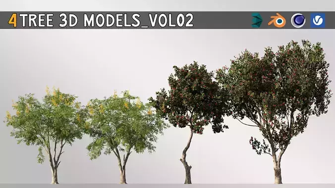 4 tree 3d models-Vol 02 3D model