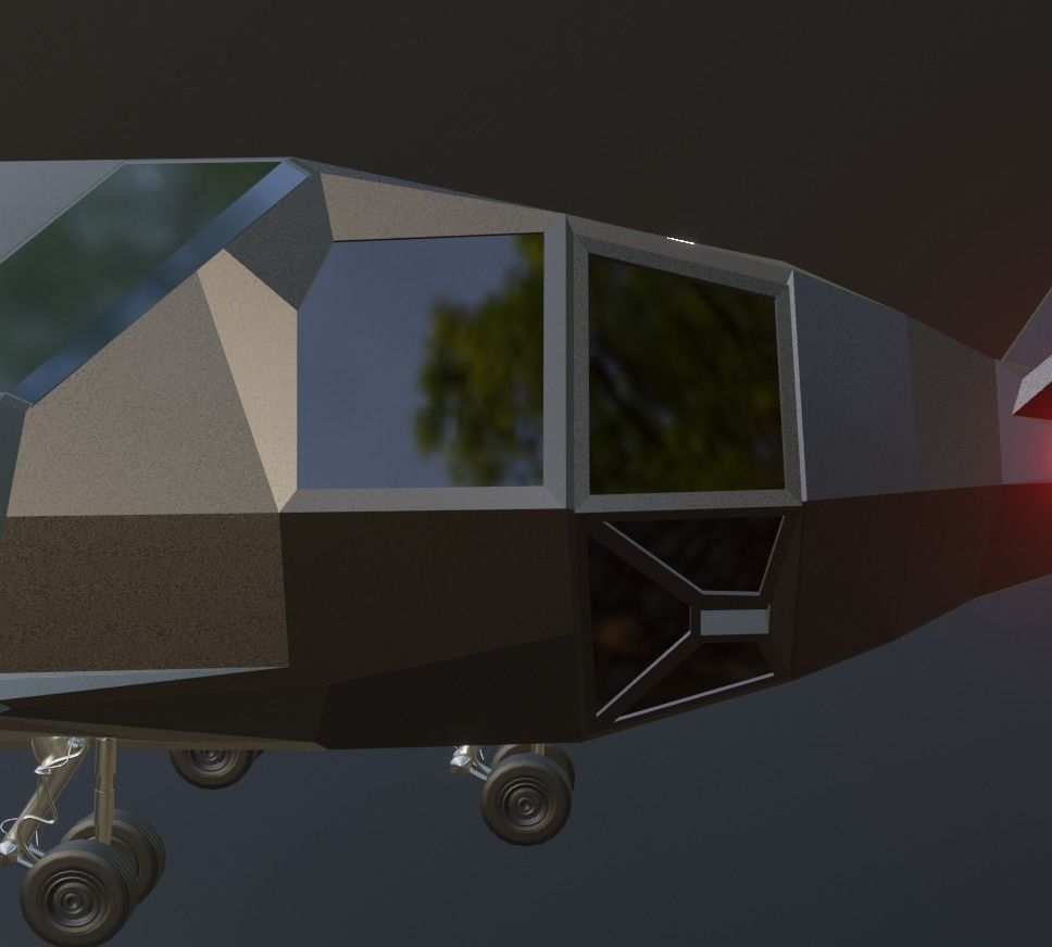 futuristic military jet Low-poly 3D model_16