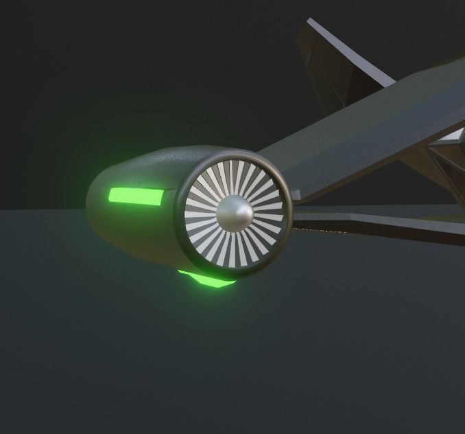 futuristic military jet Low-poly 3D model_12