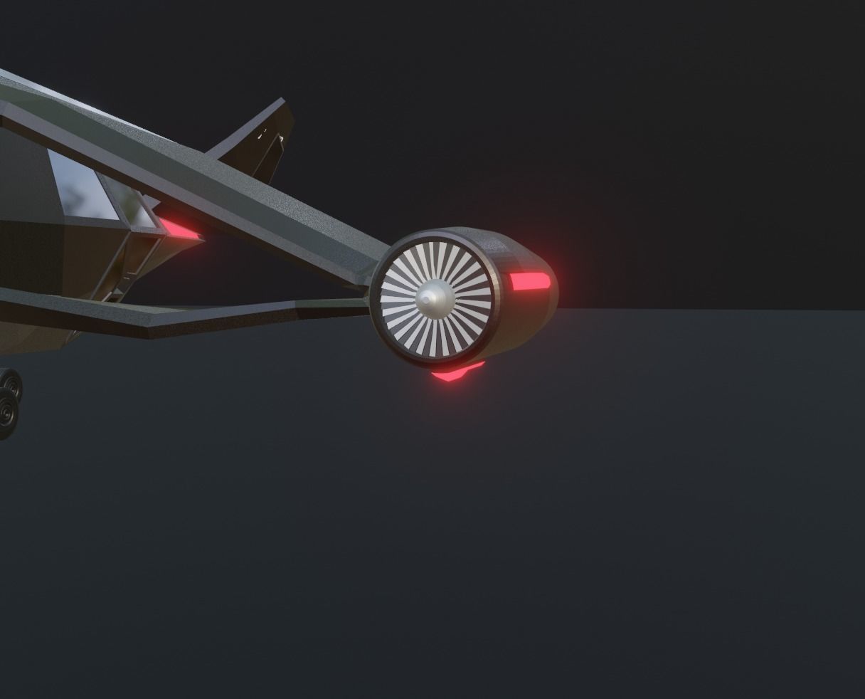 futuristic military jet Low-poly 3D model_11