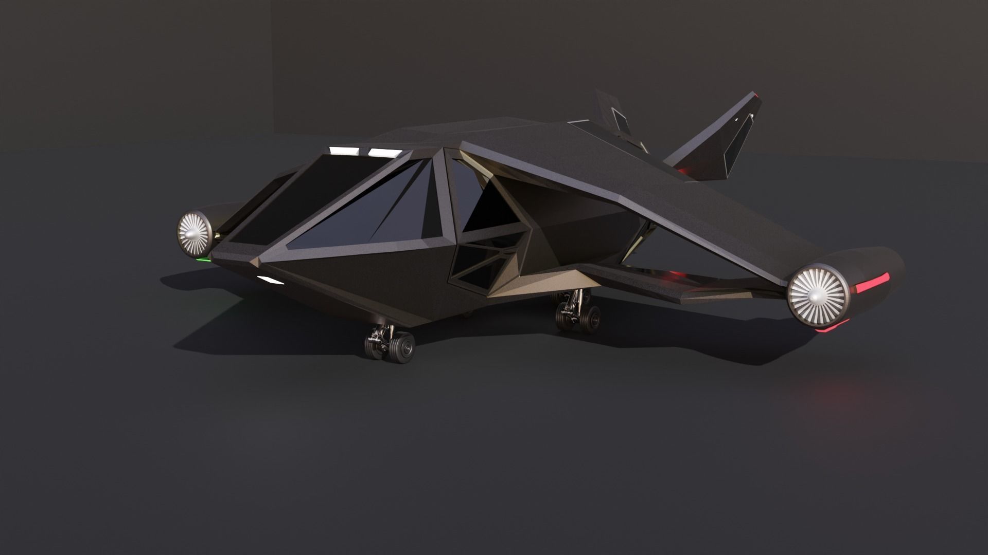futuristic military jet Low-poly 3D model_19