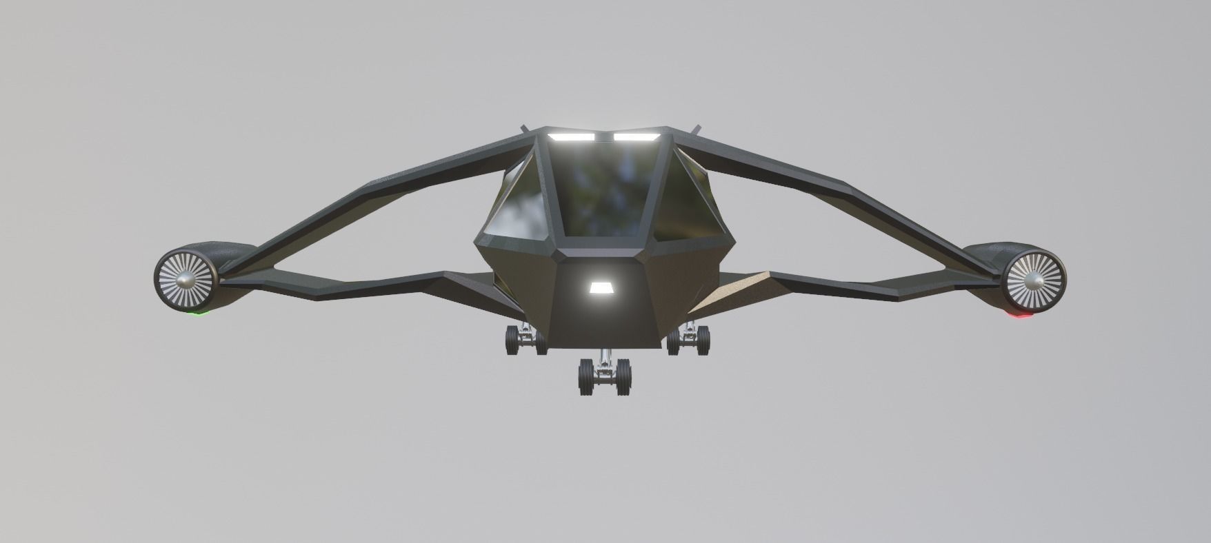 futuristic military jet Low-poly 3D model_6