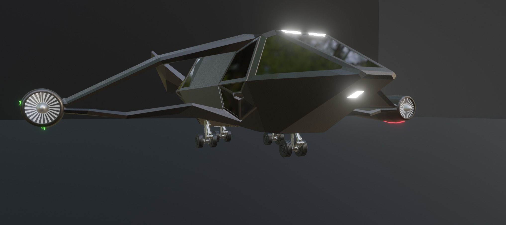 futuristic military jet Low-poly 3D model_18