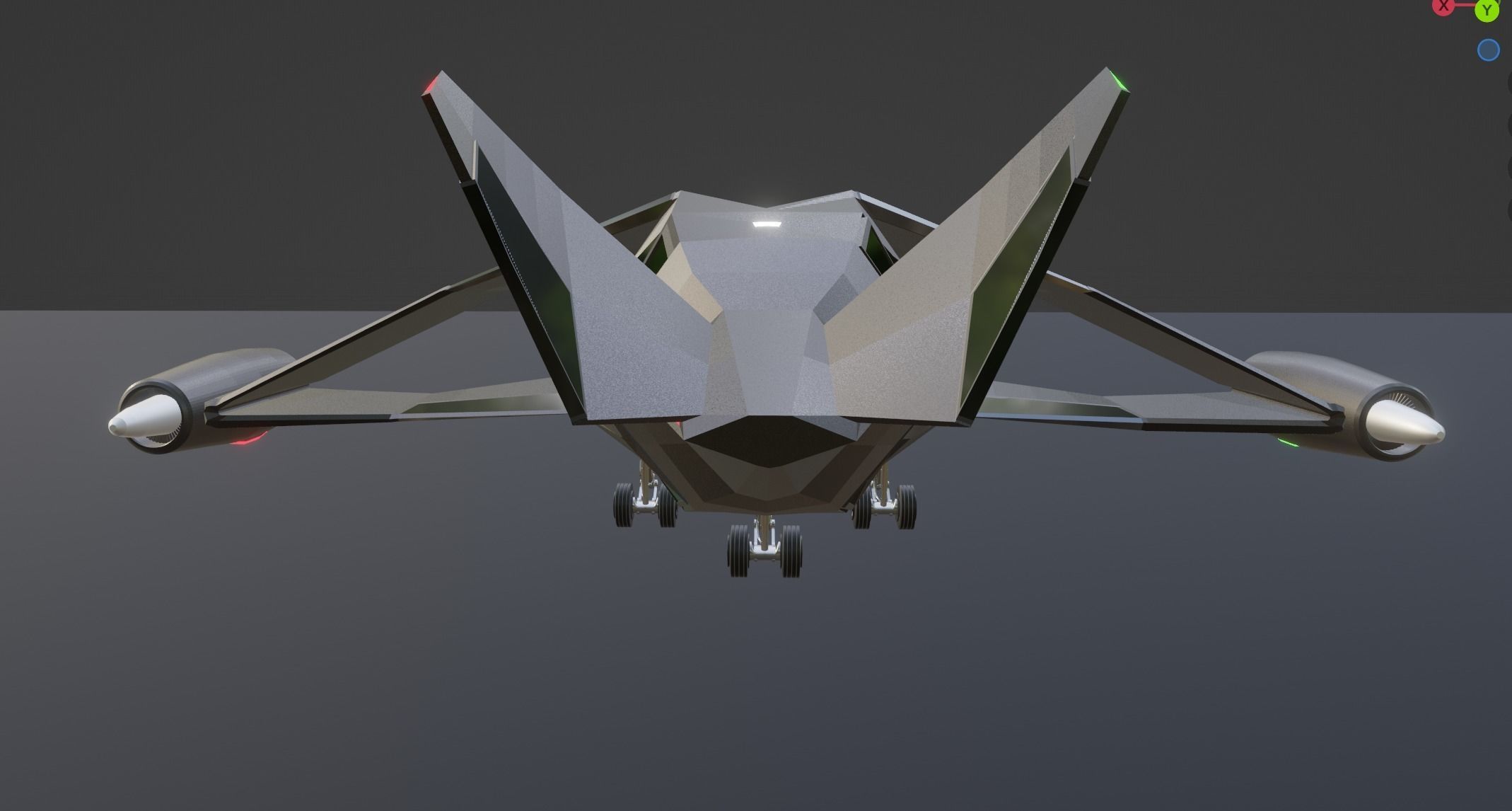 futuristic military jet Low-poly 3D model_8