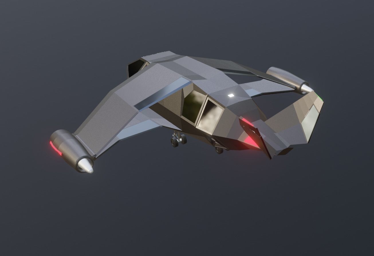 futuristic military jet Low-poly 3D model_17