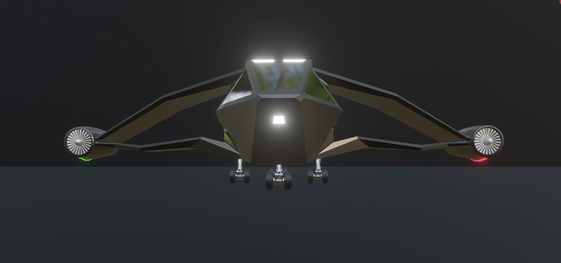 futuristic military jet Low-poly 3D model_7