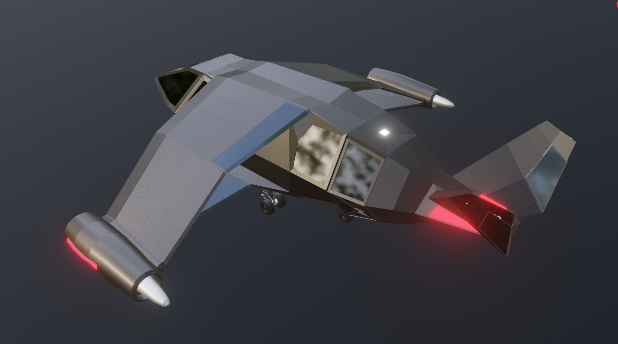 futuristic military jet Low-poly 3D model_10