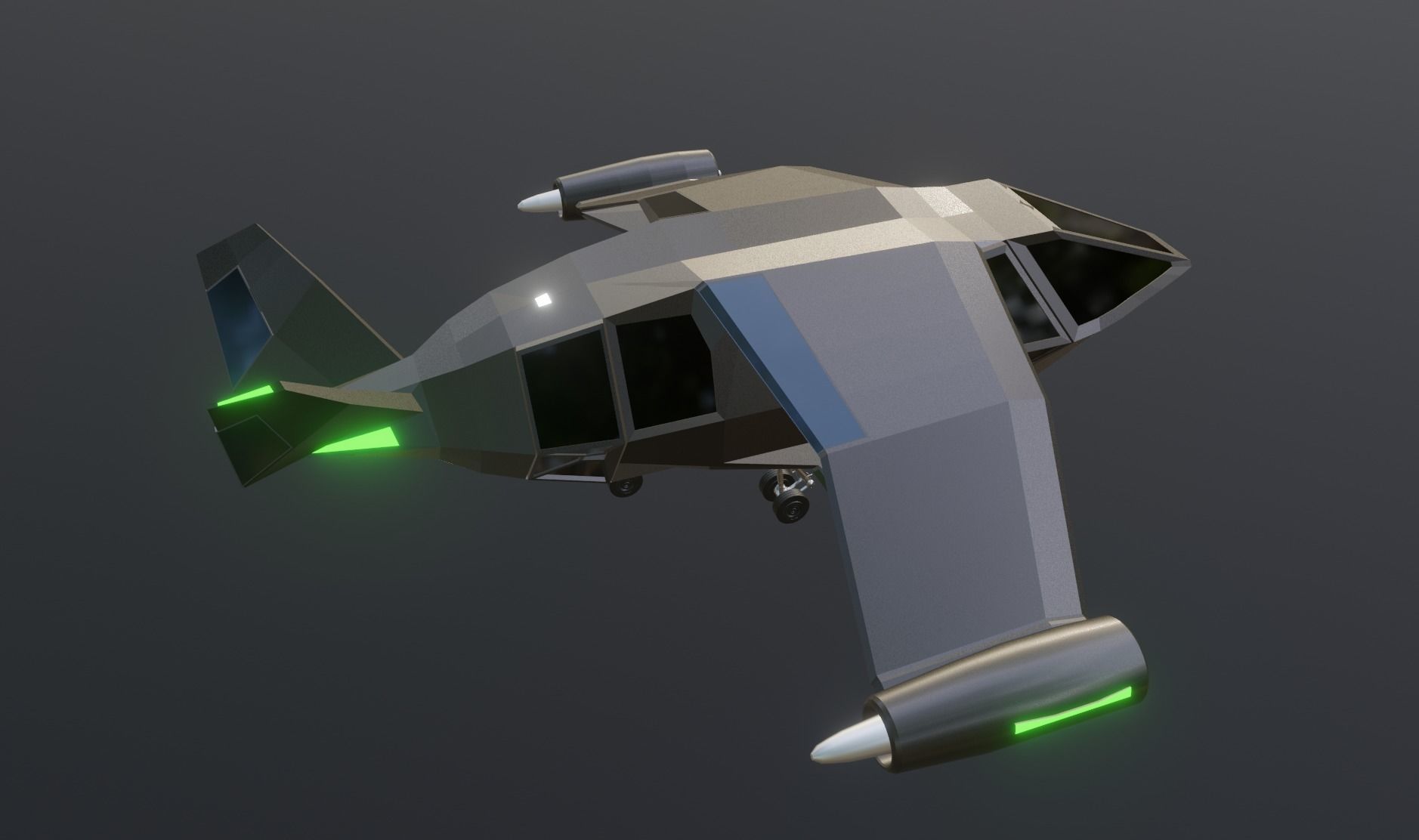 futuristic military jet Low-poly 3D model_9