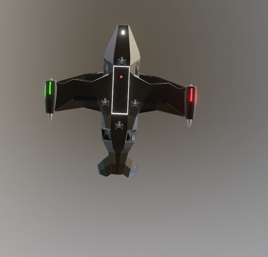futuristic military jet Low-poly 3D model_1