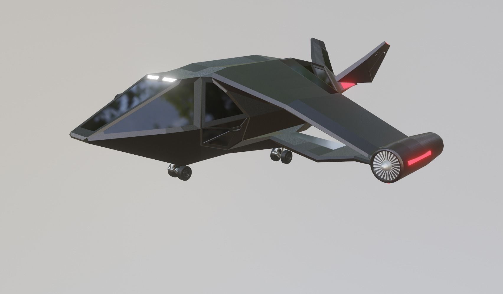 futuristic military jet Low-poly 3D model_4