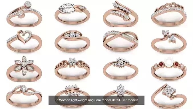 37 Women light weight ring 3dm render detail  3D Model Collection