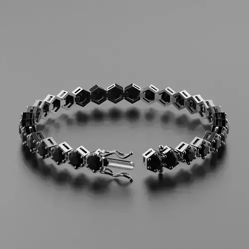 Hexagon Tennis Braclet 5mm Round Gem 3D print model