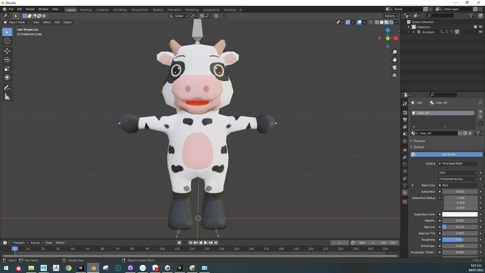 Character003 Animated Cow 3D Low-poly 3D model_7