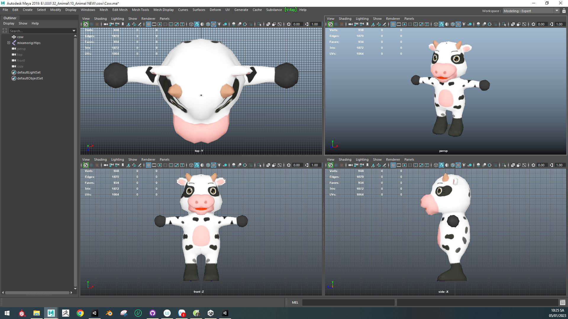 Character003 Animated Cow 3D Low-poly 3D model_8