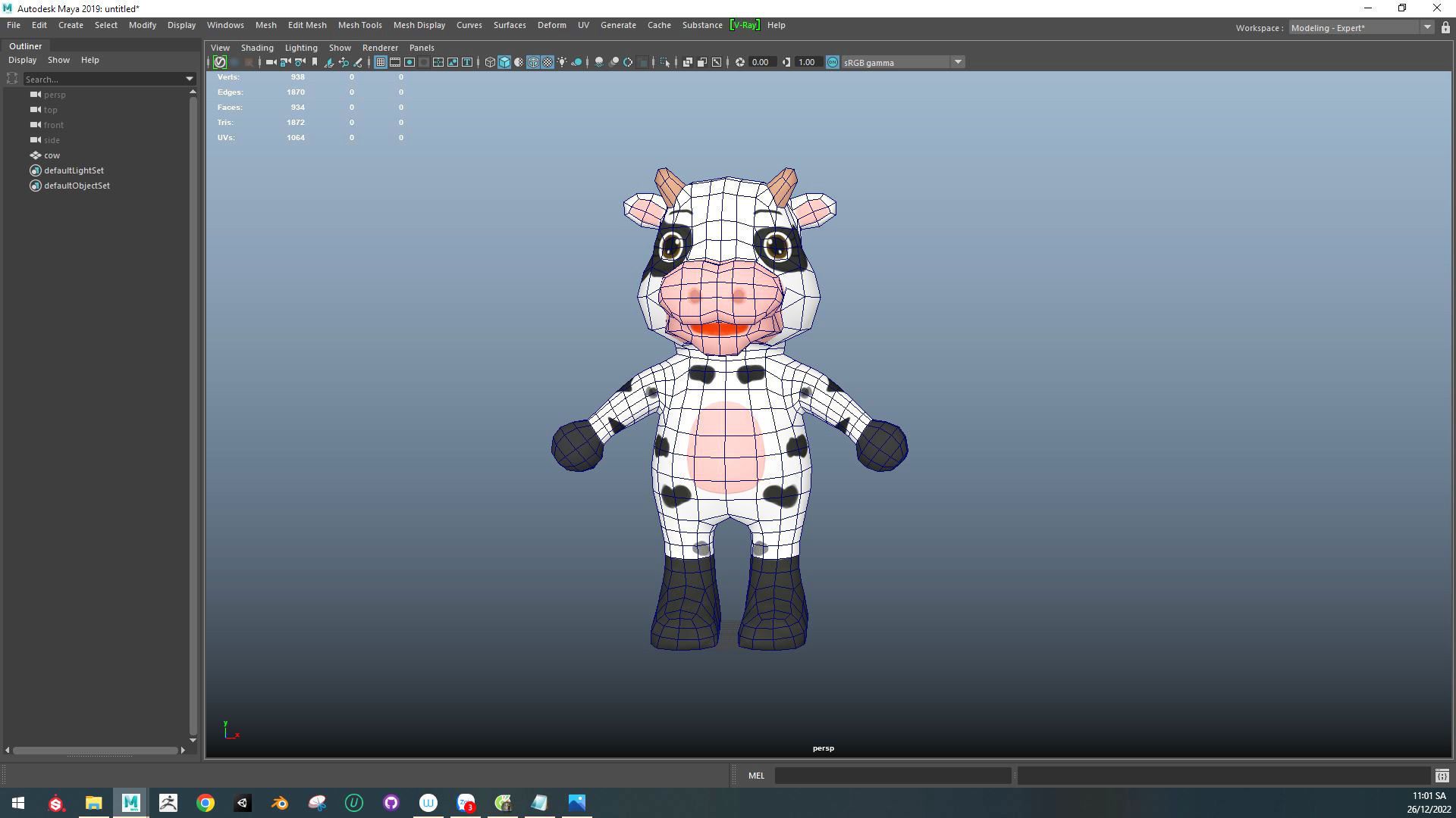 Character003 Animated Cow 3D Low-poly 3D model_9