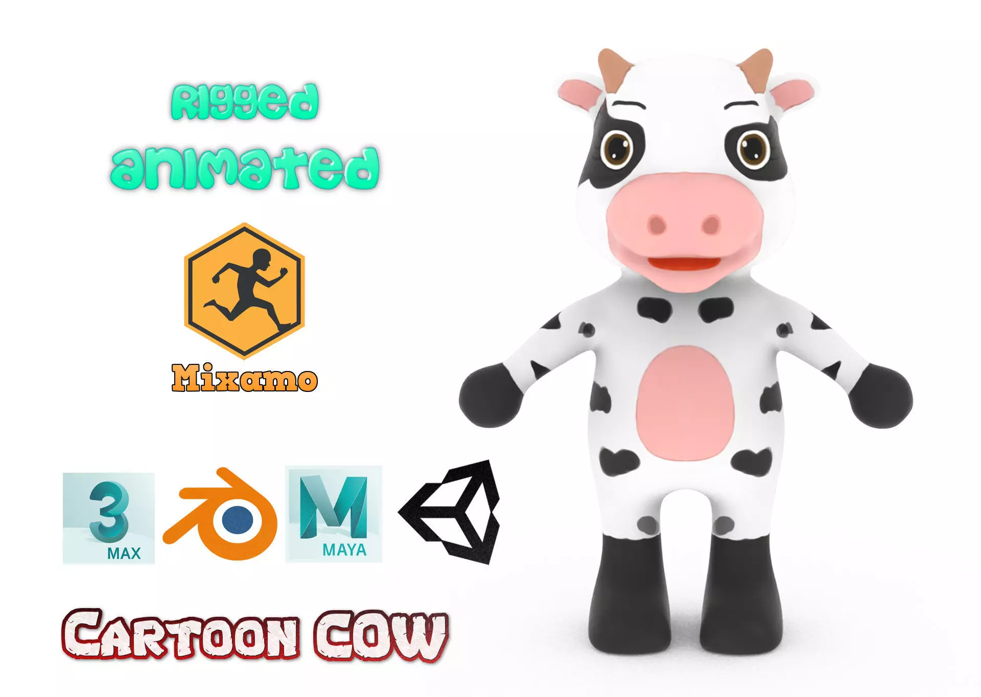 Character003 Animated Cow 3D Low-poly 3D model_0