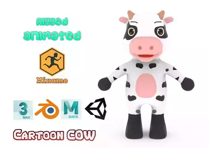 Character003 Animated Cow 3D Low-poly 3D model