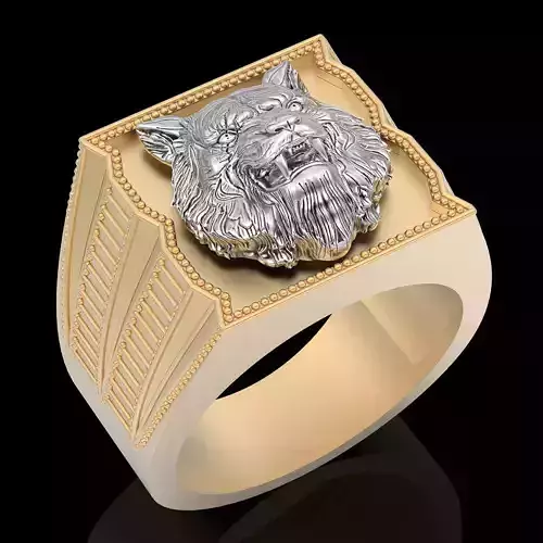 Tiger ring silver gold sterling printable jewelry 3D model