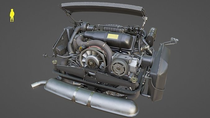 Porsche 911SC Engine with 915 Gearbox Low-poly 3D model