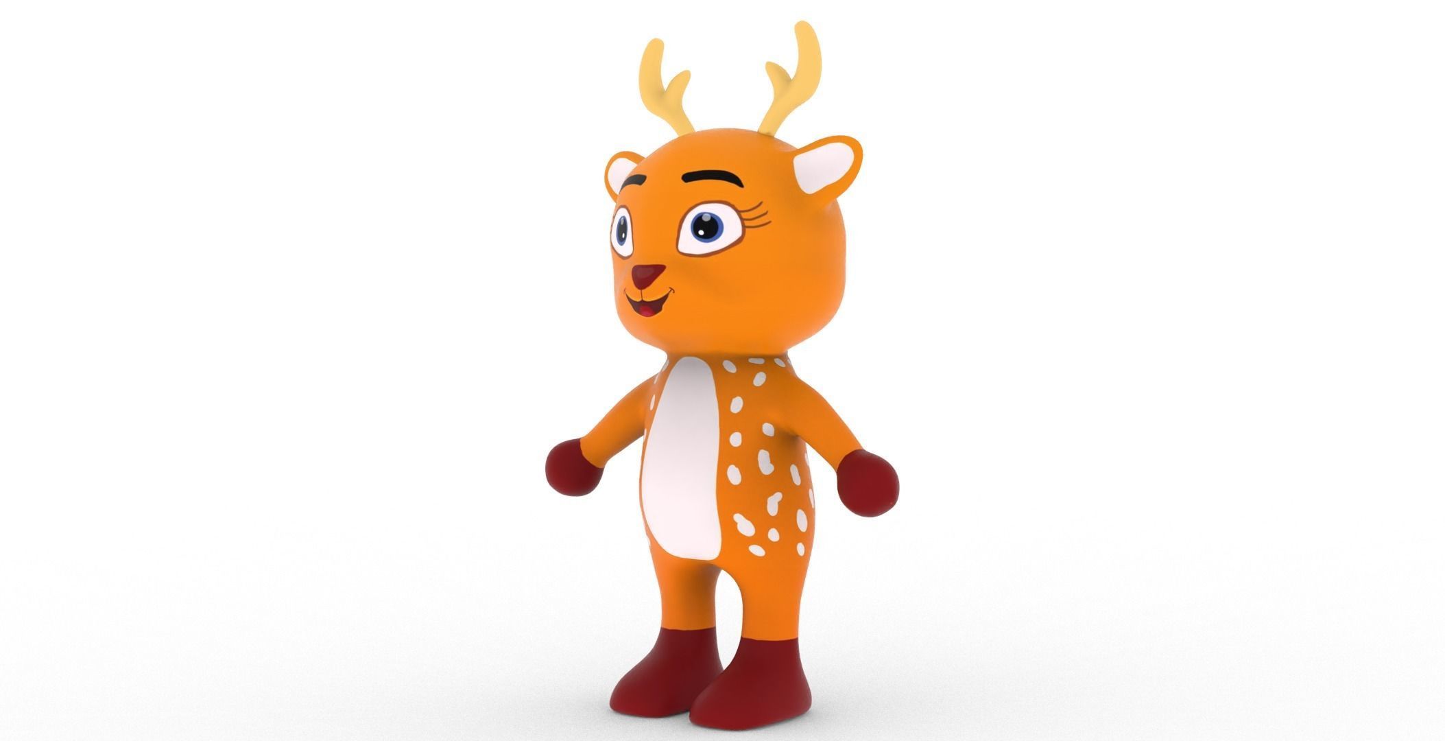 Character004 Animated Deer 3D Low-poly 3D model_13