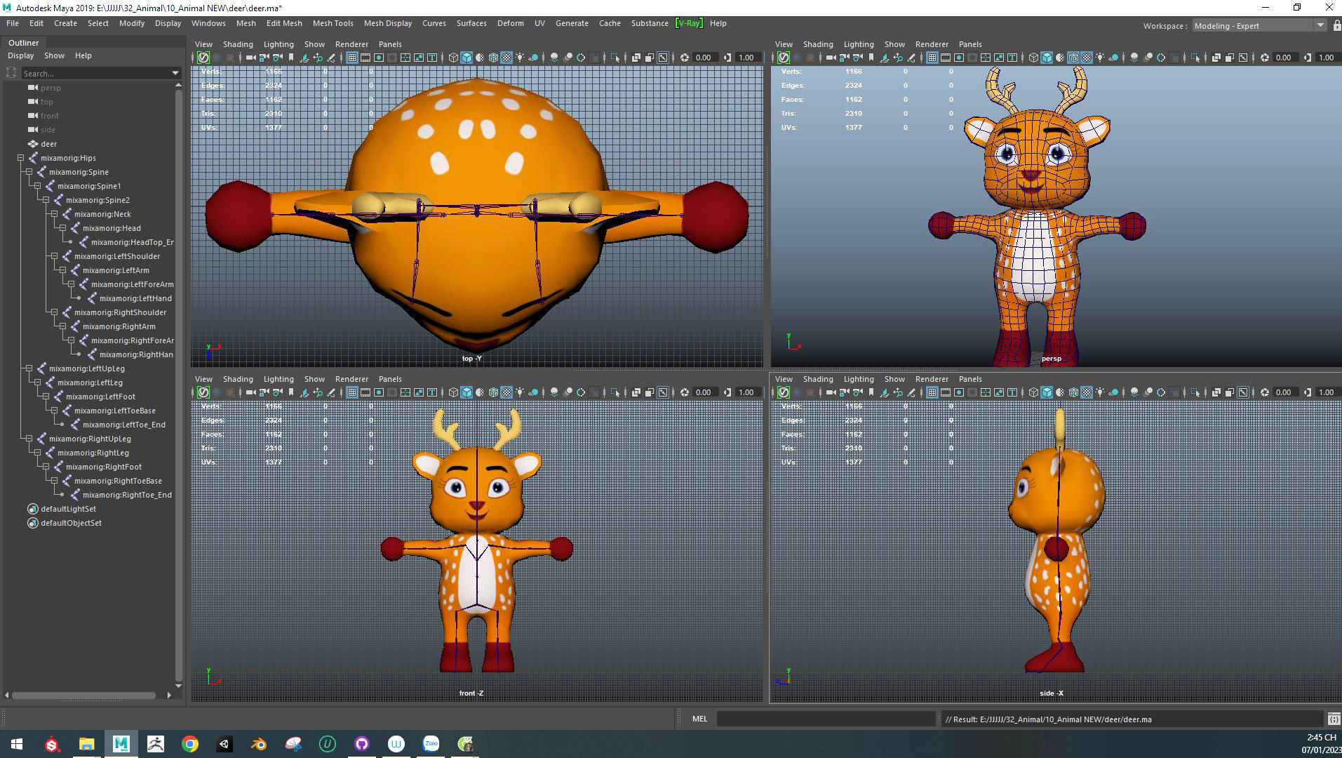 Character004 Animated Deer 3D Low-poly 3D model_6