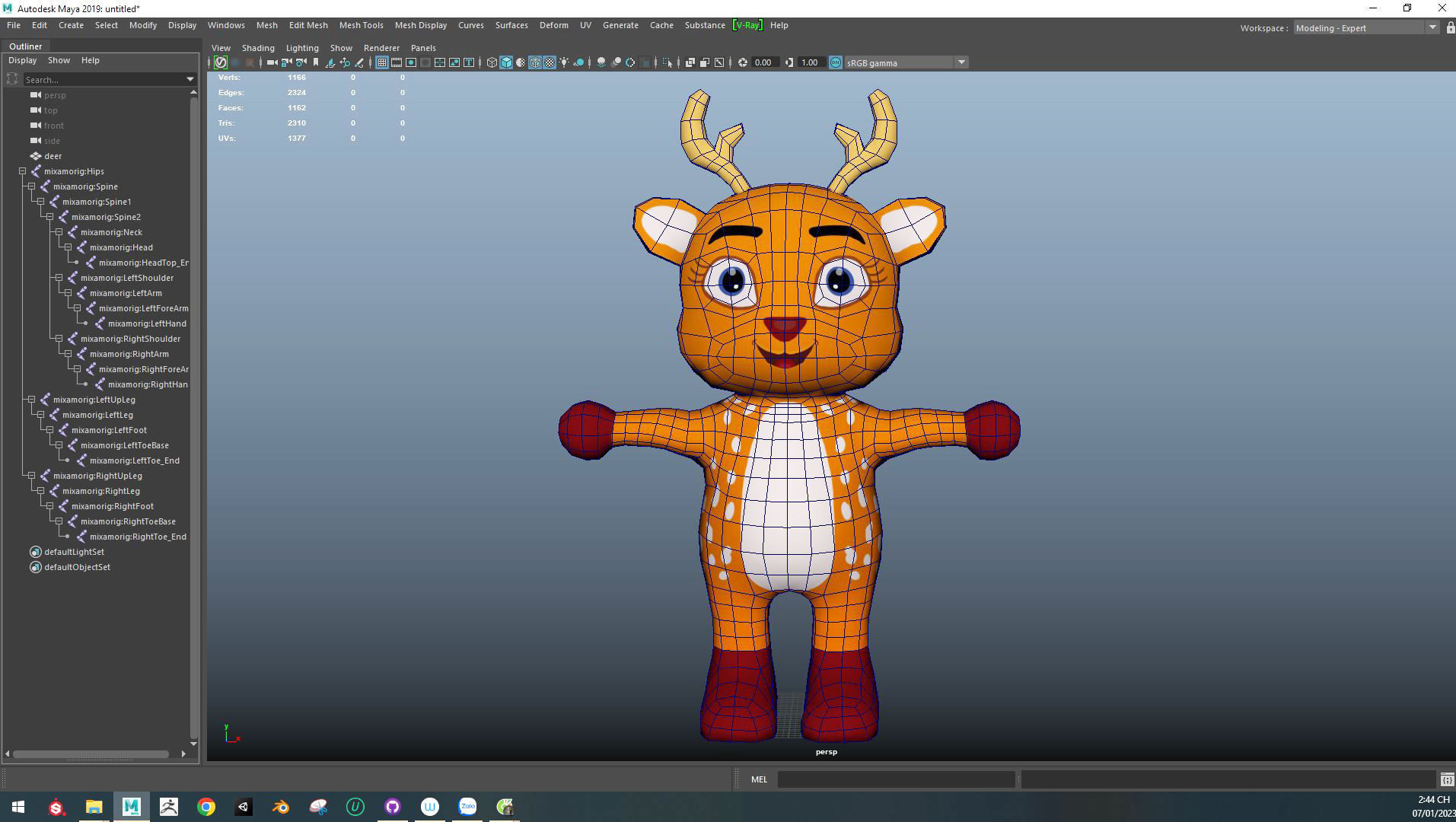 Character004 Animated Deer 3D Low-poly 3D model_7