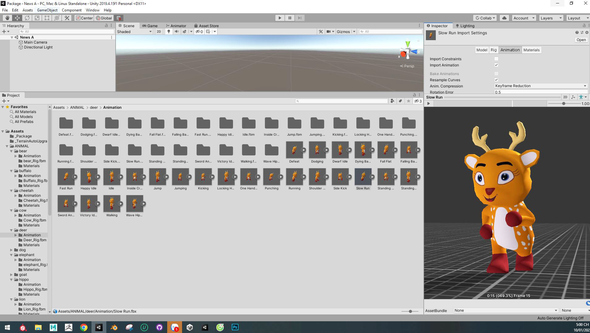 Character004 Animated Deer 3D Low-poly 3D model_3