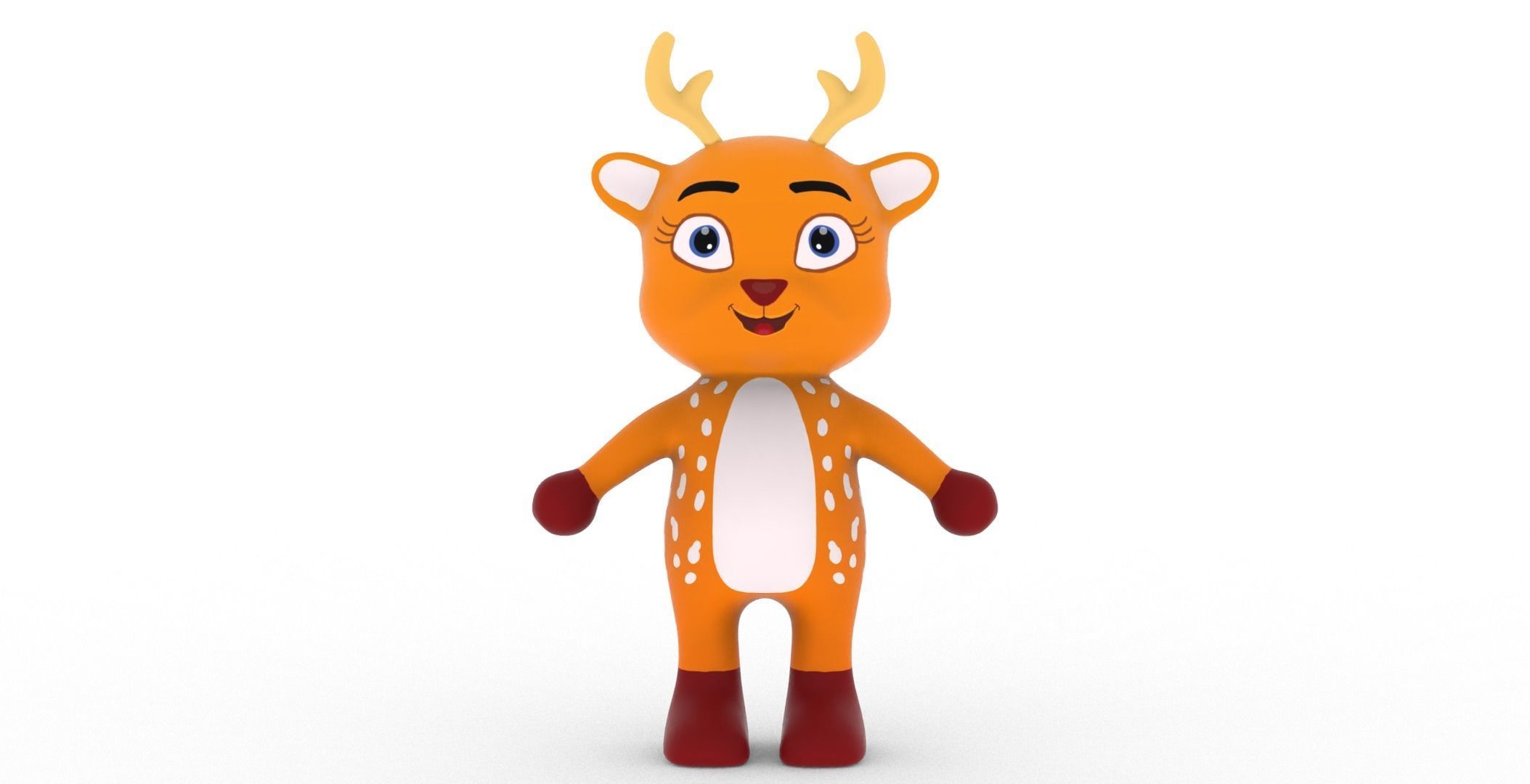 Character004 Animated Deer 3D Low-poly 3D model_9