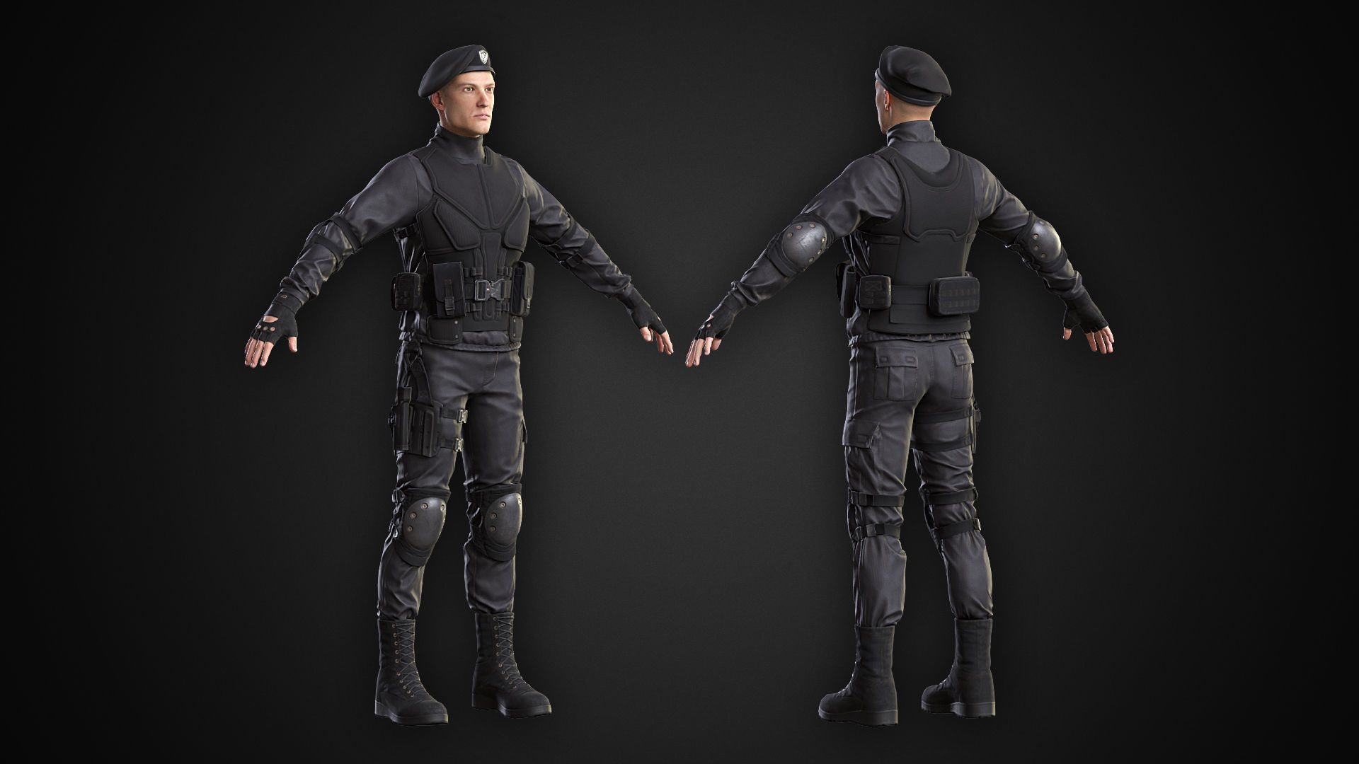 Military Spy Low-poly 3D model_3